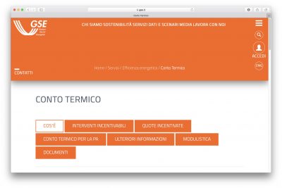 Nuova sezione sul sito del GSE dedicata al Conto Termico